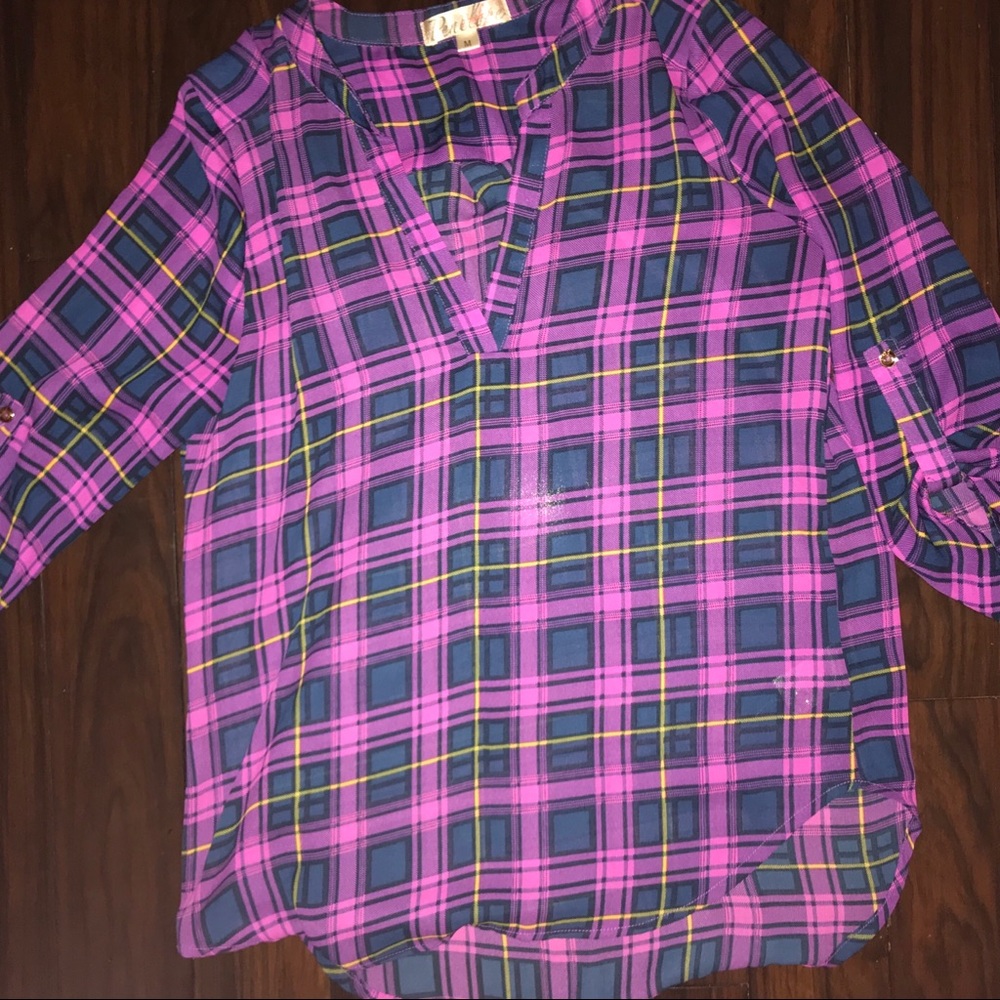 Sheer Plaid LS Shirt
